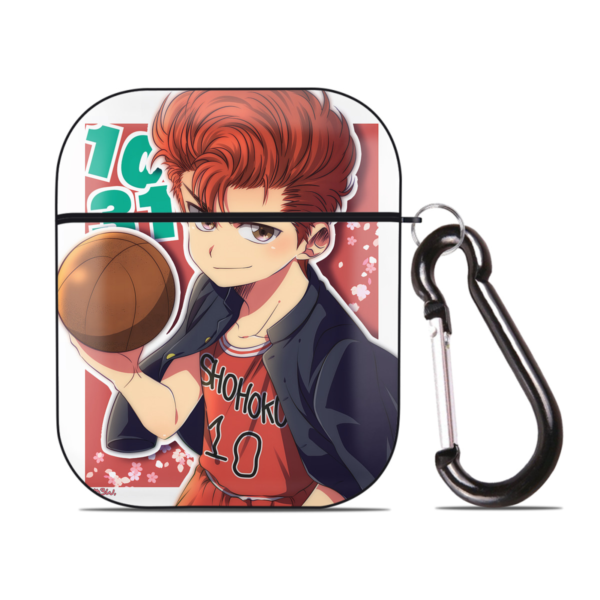 （画像用） SLAM DUNK／スラムダンク AirPods 第2世代保護ケース ハードシェル ブラック 耐衝撃・防指紋・カラビナ付き