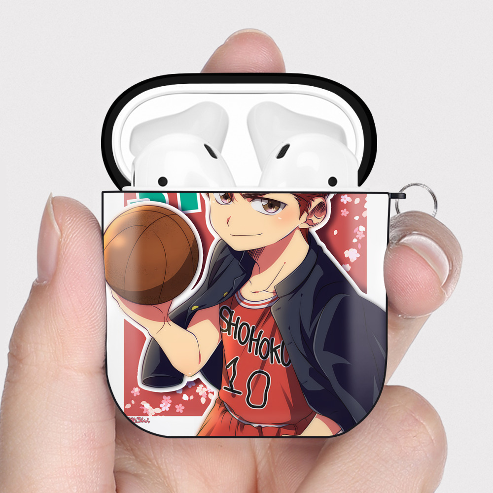 （画像用） SLAM DUNK／スラムダンク AirPods 第2世代保護ケース ハードシェル ブラック 耐衝撃・防指紋・カラビナ付き