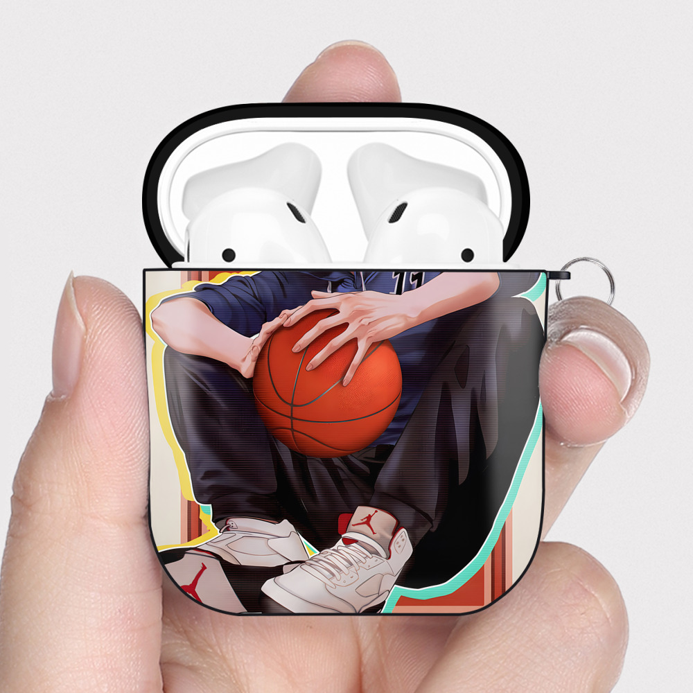 （画像用） SLAM DUNK／スラムダンク AirPods 第2世代保護ケース ハードシェル ブラック 耐衝撃・防指紋・カラビナ付き