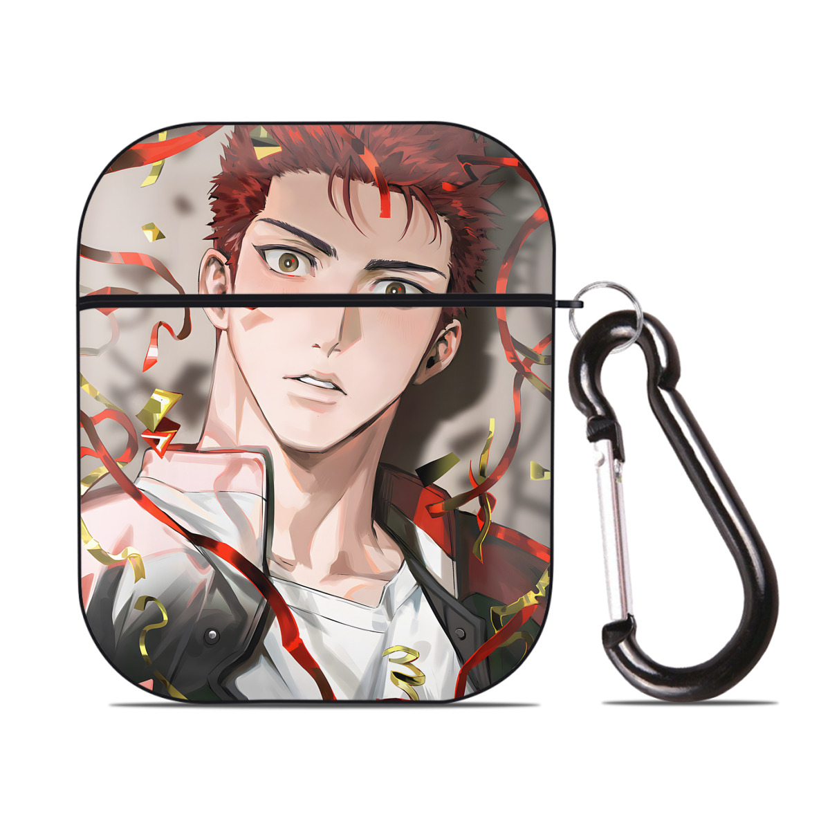 （画像用） SLAM DUNK／スラムダンク AirPods 第2世代保護ケース ハードシェル ブラック 耐衝撃・防指紋・カラビナ付き