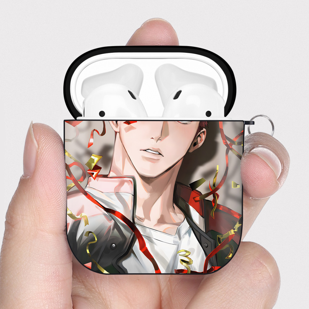 （画像用） SLAM DUNK／スラムダンク AirPods 第2世代保護ケース ハードシェル ブラック 耐衝撃・防指紋・カラビナ付き