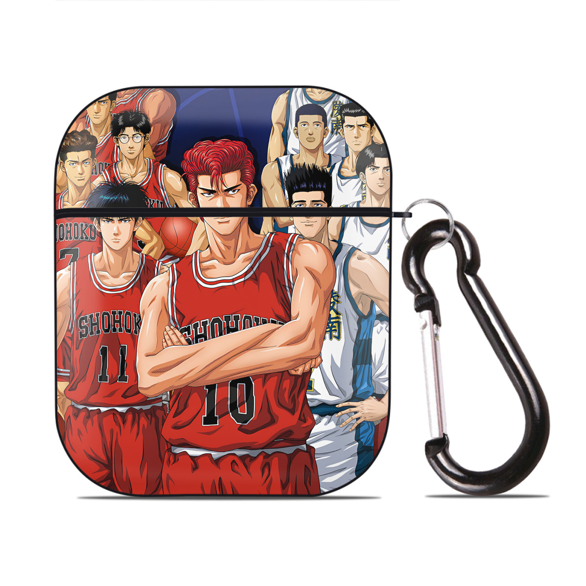 （画像用） SLAM DUNK／スラムダンク AirPods 第2世代保護ケース ハードシェル ブラック 耐衝撃・防指紋・カラビナ付き