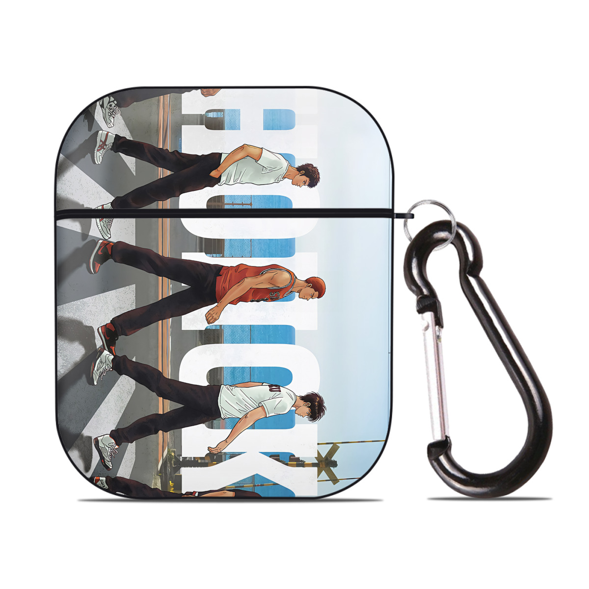 （画像用） SLAM DUNK／スラムダンク AirPods 第2世代保護ケース ハードシェル ブラック 耐衝撃・防指紋・カラビナ付き