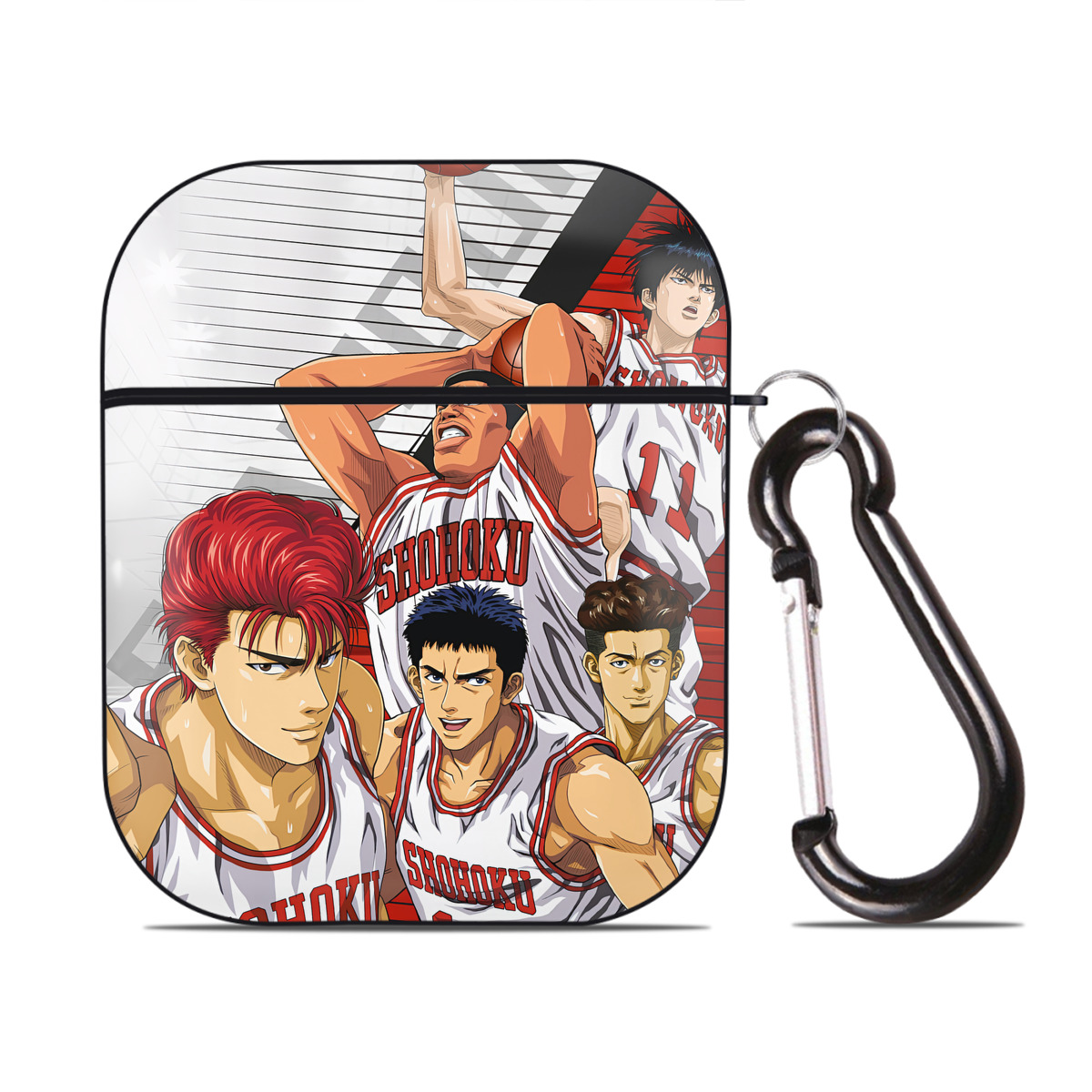 （画像用） SLAM DUNK／スラムダンク AirPods 第2世代保護ケース ハードシェル ブラック 耐衝撃・防指紋・カラビナ付き
