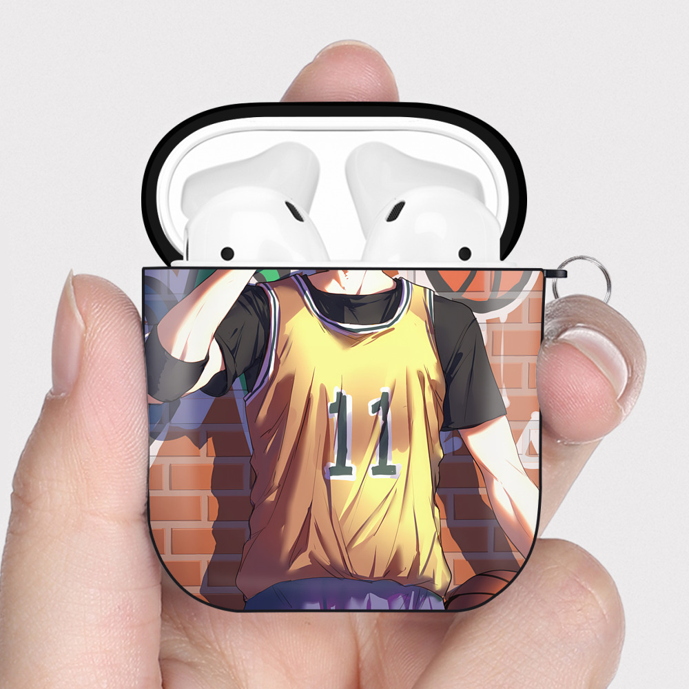 （画像用） SLAM DUNK／スラムダンク AirPods 第2世代保護ケース ハードシェル ブラック 耐衝撃・防指紋・カラビナ付き