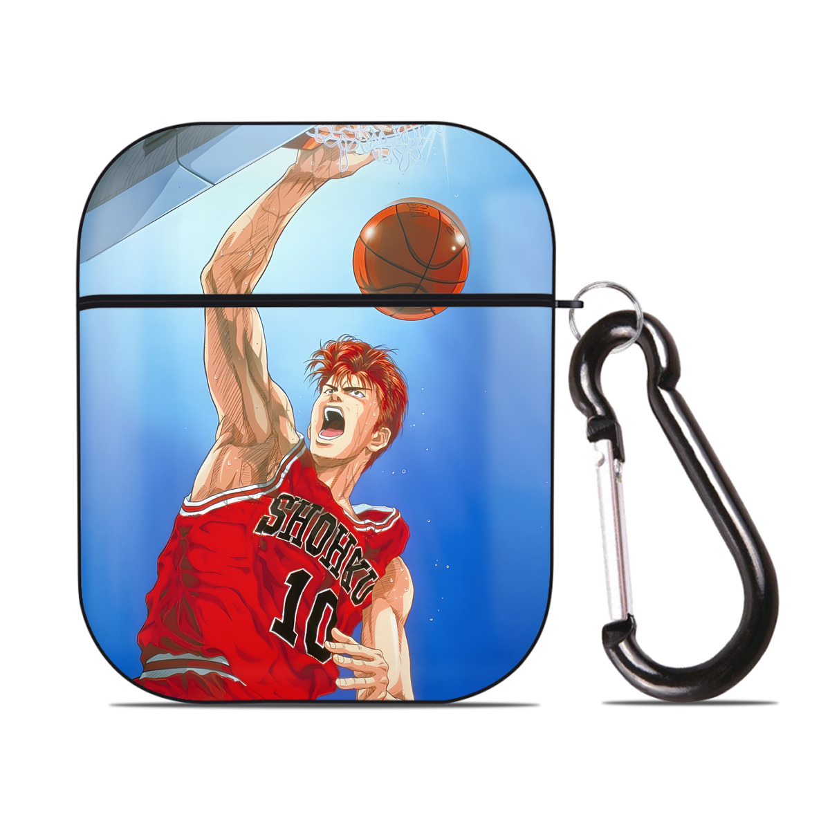 （画像用） SLAM DUNK／スラムダンク AirPods 第2世代保護ケース ハードシェル ブラック 耐衝撃・防指紋・カラビナ付き