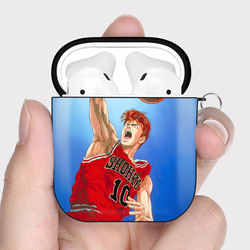（画像用） SLAM DUNK／スラムダンク AirPods 第2世代保護ケース ハードシェル ブラック 耐衝撃・防指紋・カラビナ付き