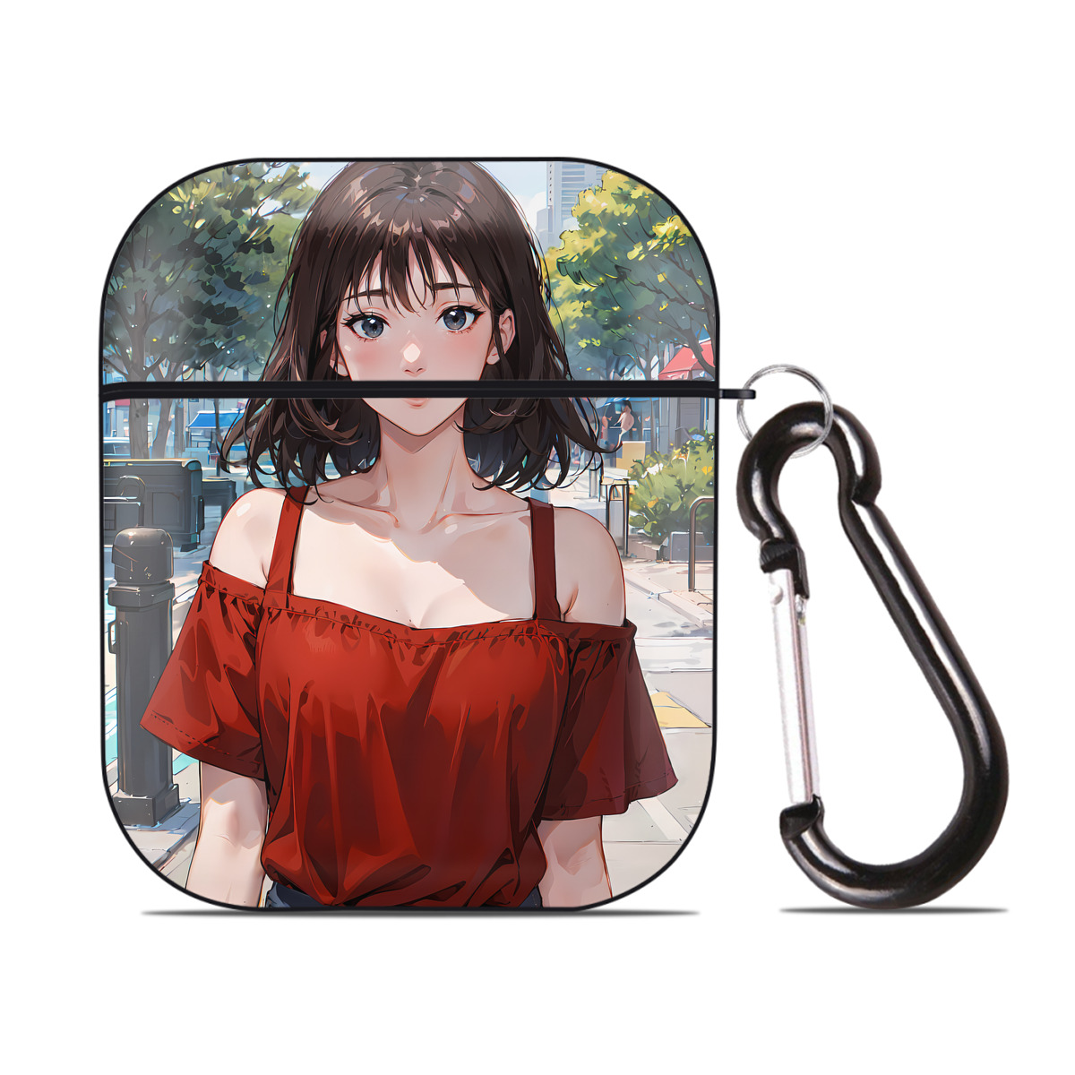 （画像用） SLAM DUNK／スラムダンク AirPods 第2世代保護ケース ハードシェル ブラック 耐衝撃・防指紋・カラビナ付き