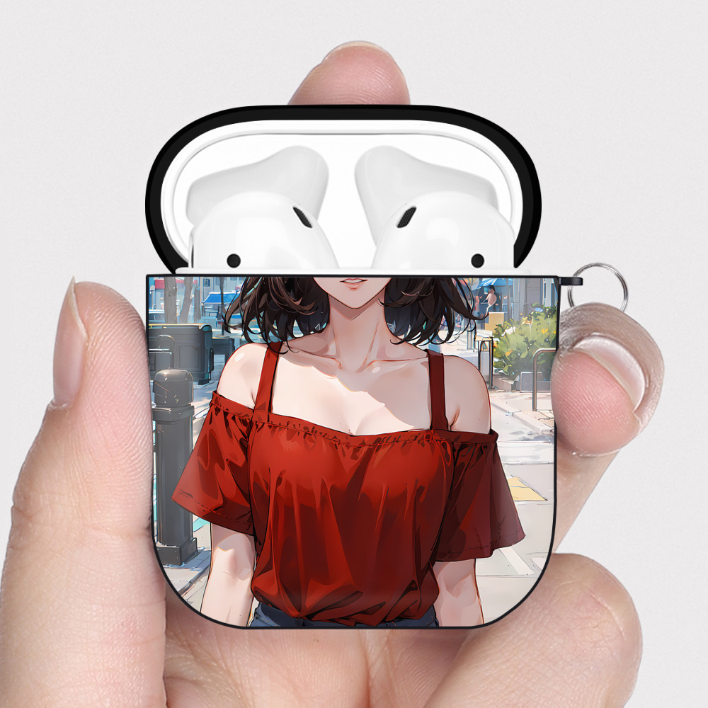 （画像用） SLAM DUNK／スラムダンク AirPods 第2世代保護ケース ハードシェル ブラック 耐衝撃・防指紋・カラビナ付き