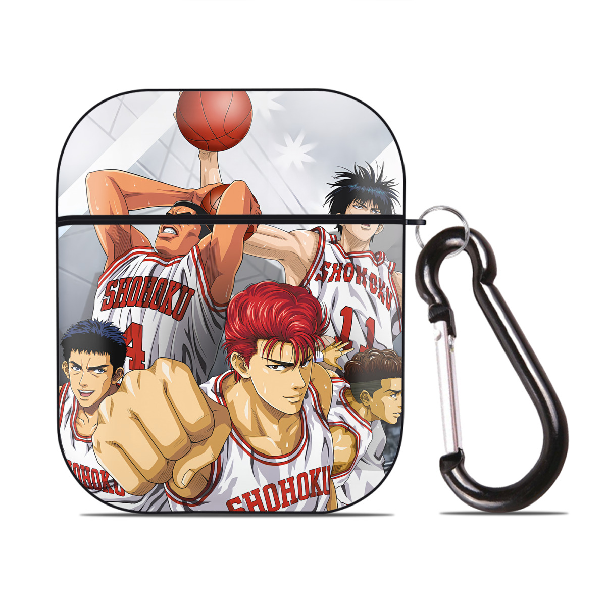 （画像用） SLAM DUNK／スラムダンク AirPods 第2世代保護ケース ハードシェル ブラック 耐衝撃・防指紋・カラビナ付き