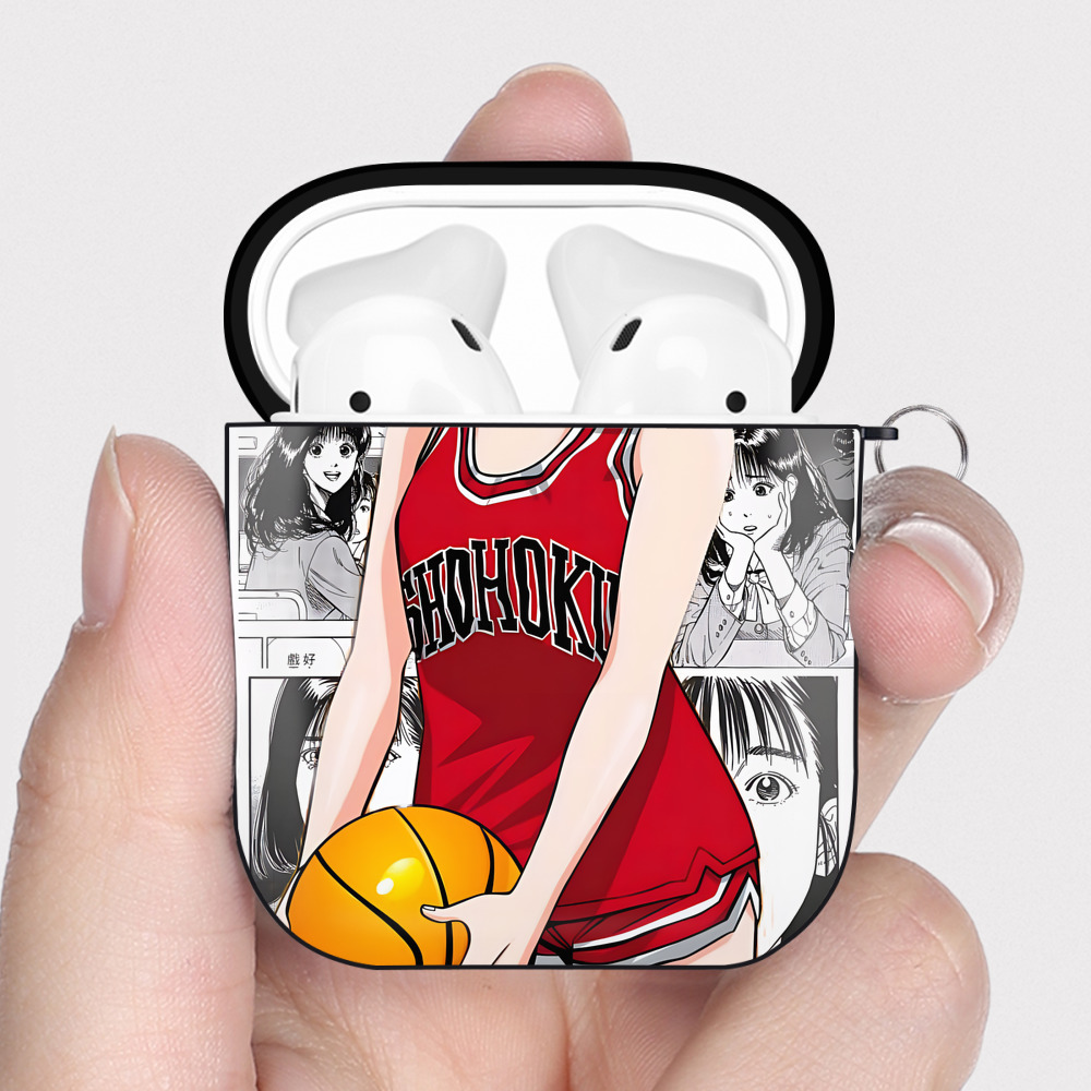 （画像用） SLAM DUNK／スラムダンク AirPods 第2世代保護ケース ハードシェル ブラック 耐衝撃・防指紋・カラビナ付き