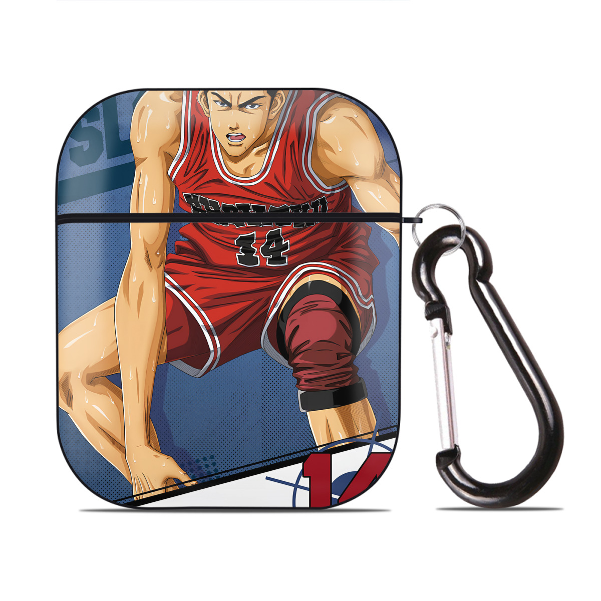 （画像用） SLAM DUNK／スラムダンク AirPods 第2世代保護ケース ハードシェル ブラック 耐衝撃・防指紋・カラビナ付き