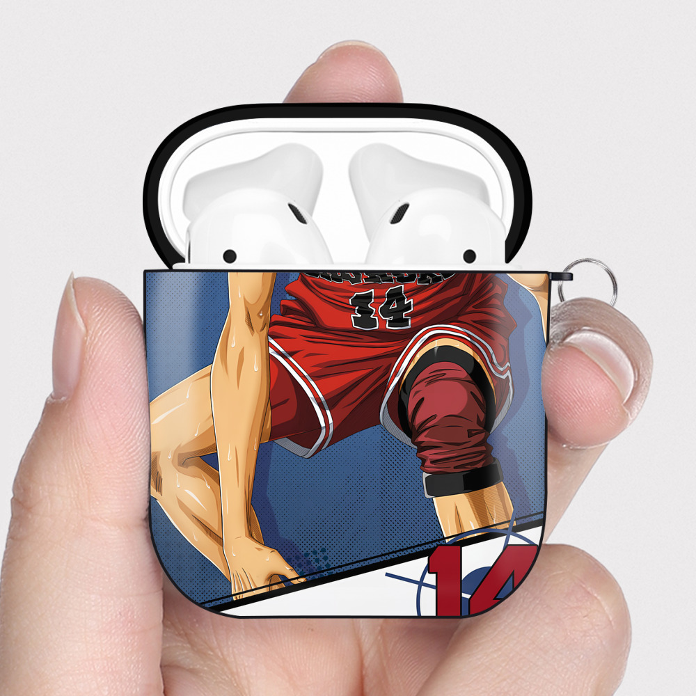 （画像用） SLAM DUNK／スラムダンク AirPods 第2世代保護ケース ハードシェル ブラック 耐衝撃・防指紋・カラビナ付き
