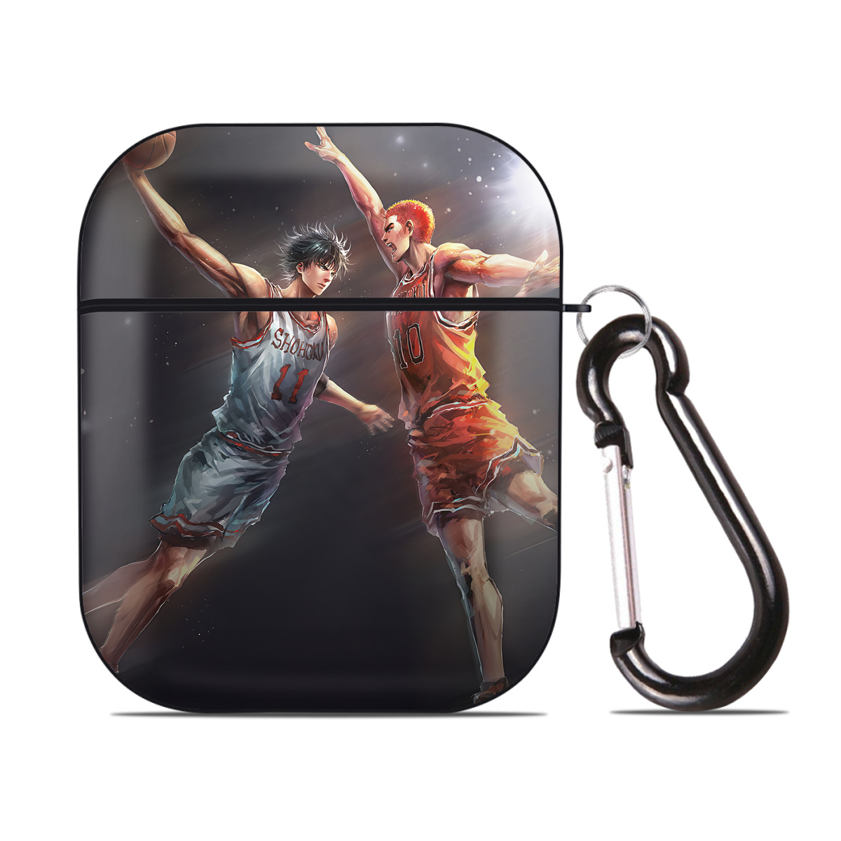 （画像用） SLAM DUNK／スラムダンク AirPods 第2世代保護ケース ハードシェル ブラック 耐衝撃・防指紋・カラビナ付き