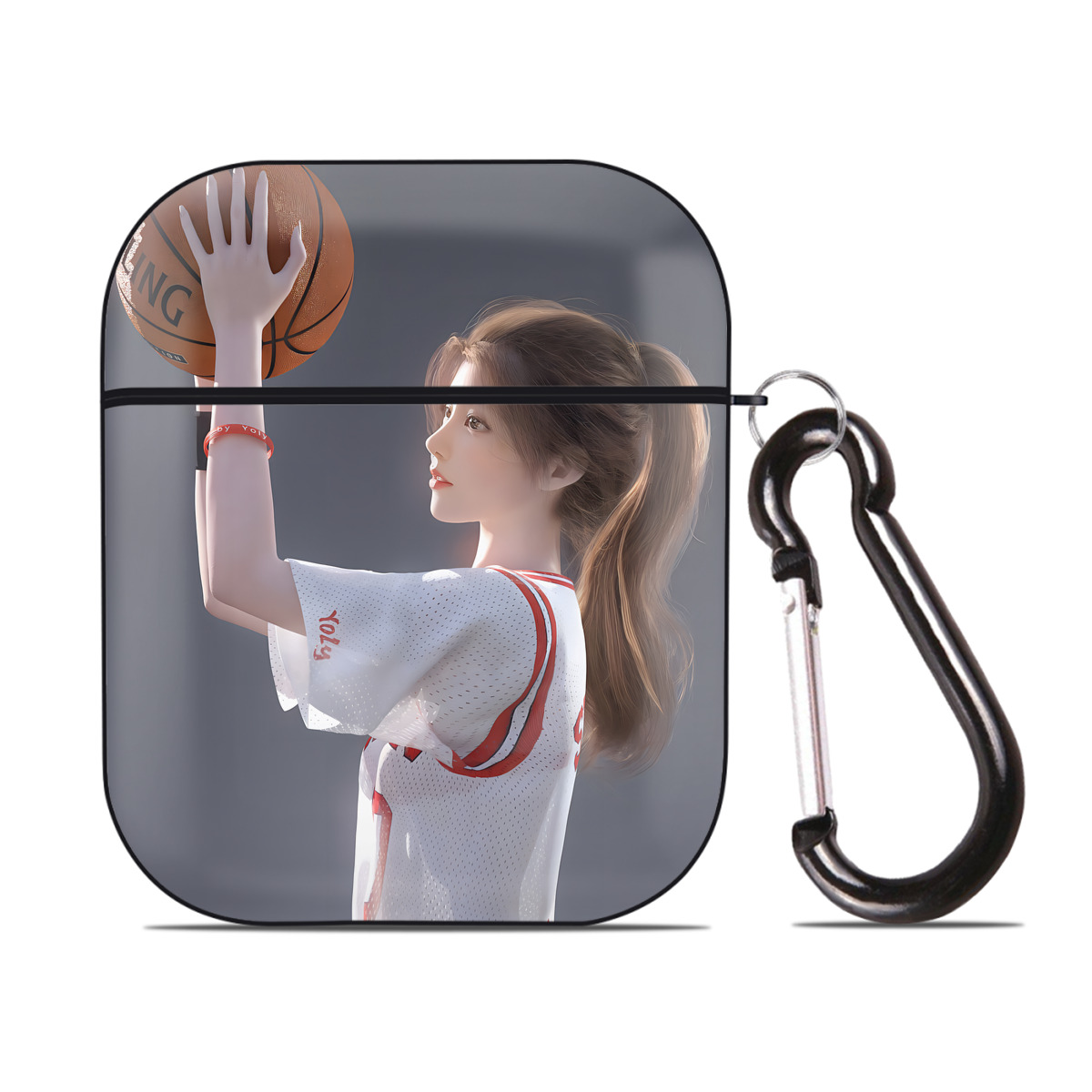 （画像用） SLAM DUNK／スラムダンク AirPods 第2世代保護ケース ハードシェル ブラック 耐衝撃・防指紋・カラビナ付き