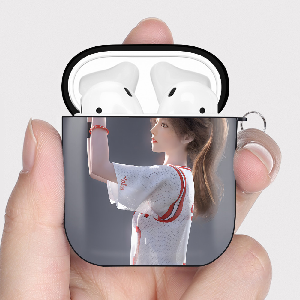 （画像用） SLAM DUNK／スラムダンク AirPods 第2世代保護ケース ハードシェル ブラック 耐衝撃・防指紋・カラビナ付き