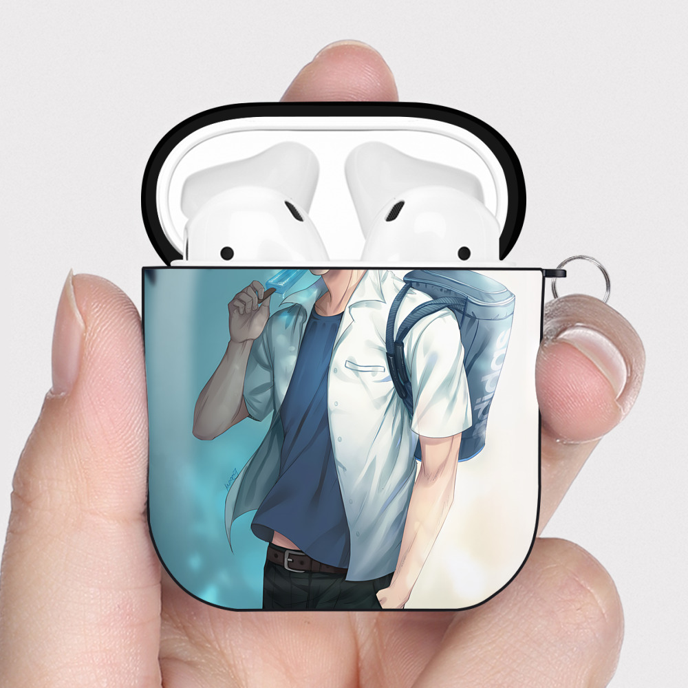 （画像用） SLAM DUNK／スラムダンク AirPods 第2世代保護ケース ハードシェル ブラック 耐衝撃・防指紋・カラビナ付き