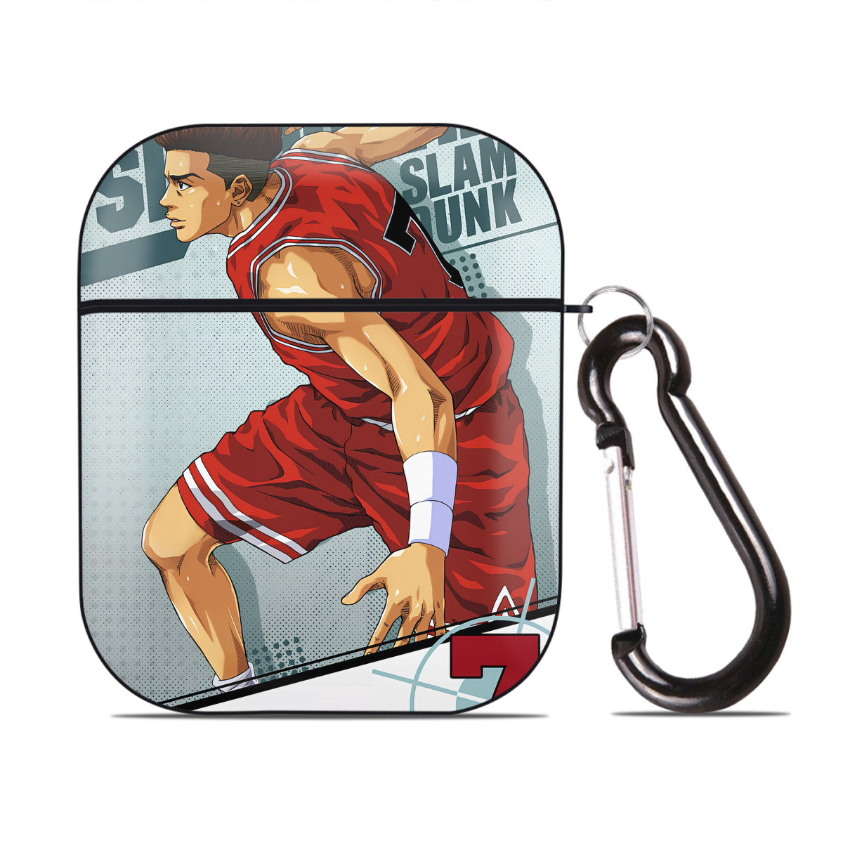 （画像用） SLAM DUNK／スラムダンク AirPods 第2世代保護ケース ハードシェル ブラック 耐衝撃・防指紋・カラビナ付き