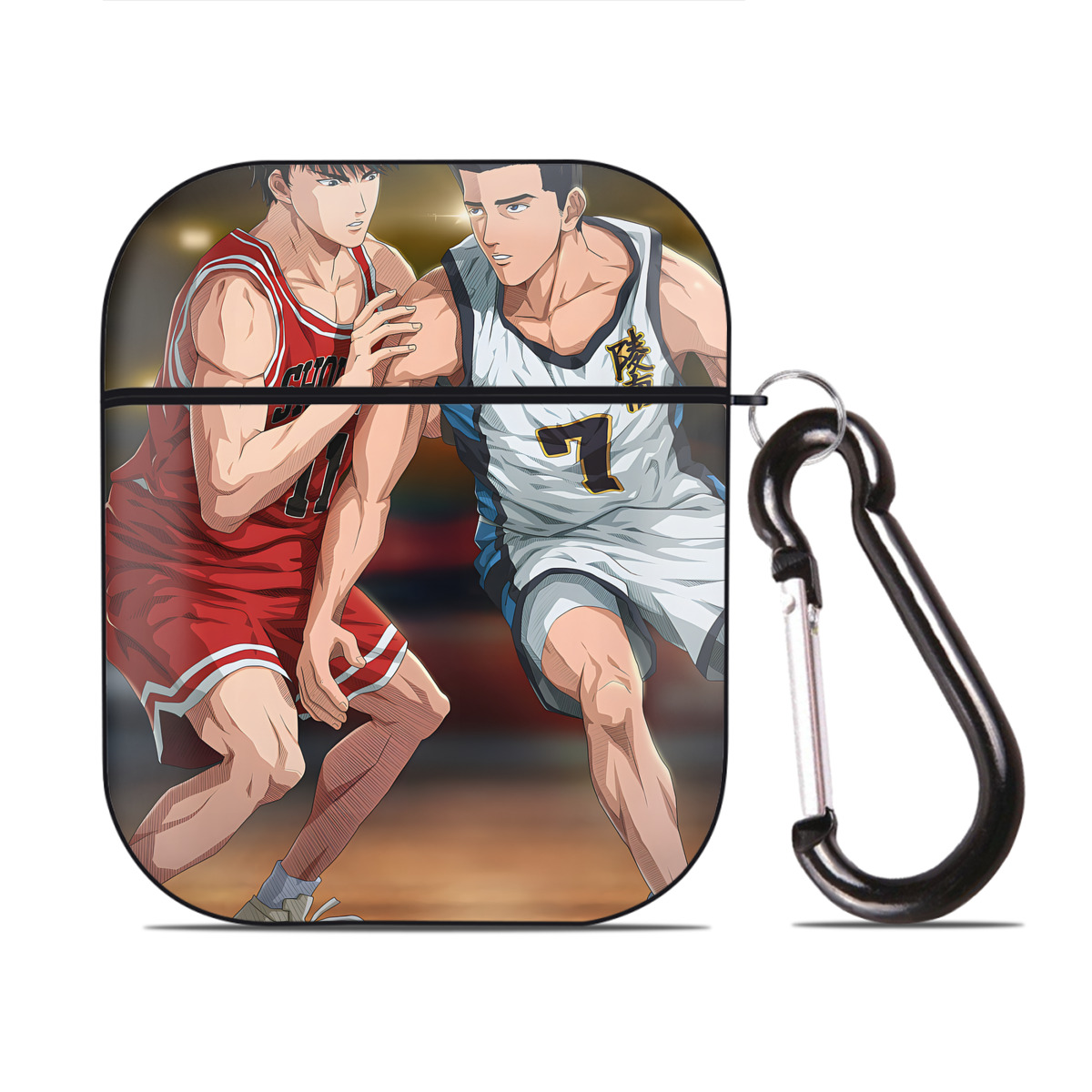 （画像用） SLAM DUNK／スラムダンク AirPods 第2世代保護ケース ハードシェル ブラック 耐衝撃・防指紋・カラビナ付き