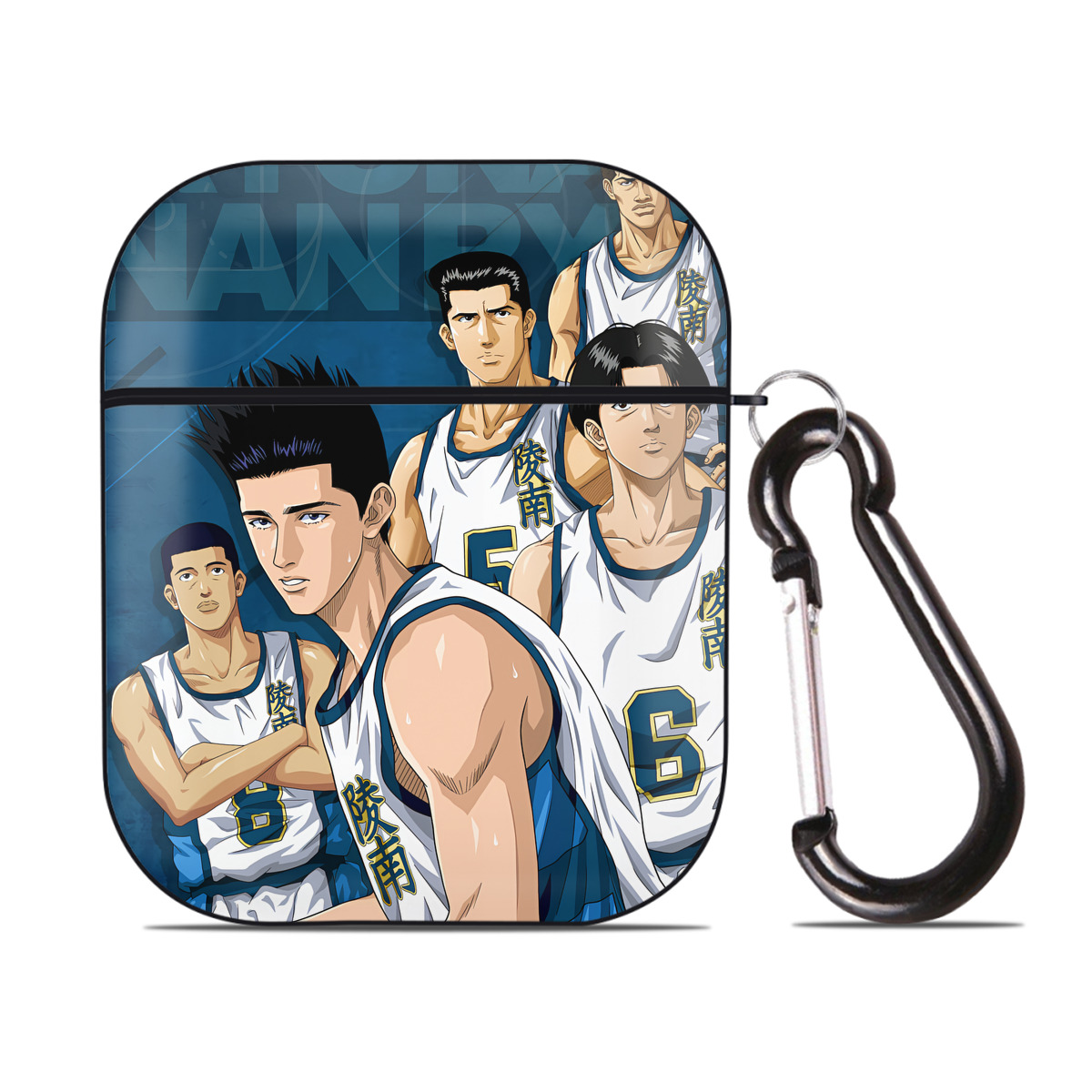（画像用） SLAM DUNK／スラムダンク AirPods 第2世代保護ケース ハードシェル ブラック 耐衝撃・防指紋・カラビナ付き