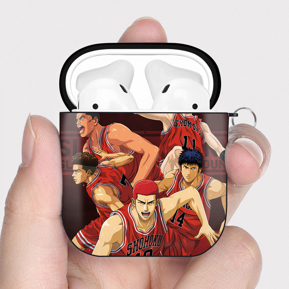 （画像用） SLAM DUNK／スラムダンク AirPods 第2世代保護ケース ハードシェル ブラック 耐衝撃・防指紋・カラビナ付き