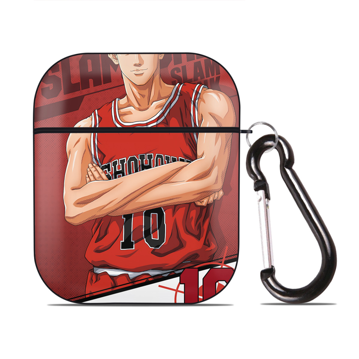 （画像用） SLAM DUNK／スラムダンク AirPods 第2世代保護ケース ハードシェル ブラック 耐衝撃・防指紋・カラビナ付き