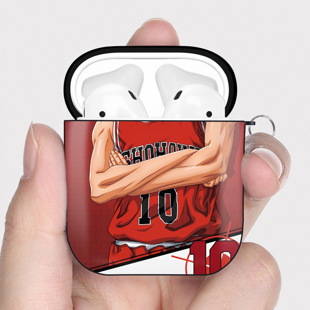 （画像用） SLAM DUNK／スラムダンク AirPods 第2世代保護ケース ハードシェル ブラック 耐衝撃・防指紋・カラビナ付き