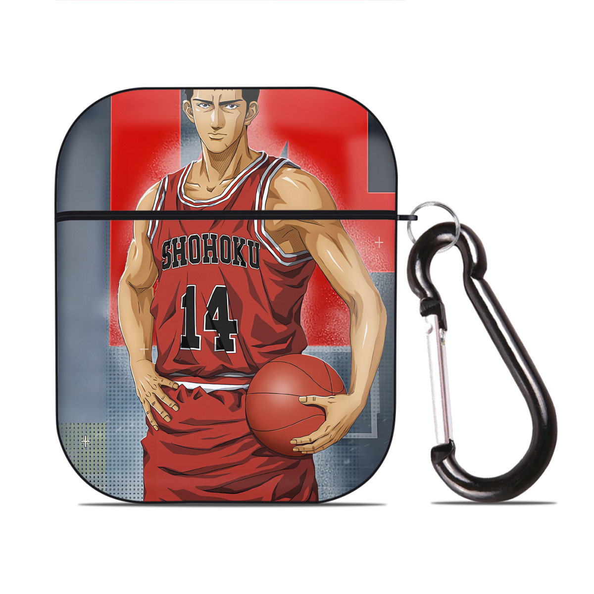 （画像用） SLAM DUNK／スラムダンク AirPods 第2世代保護ケース ハードシェル ブラック 耐衝撃・防指紋・カラビナ付き