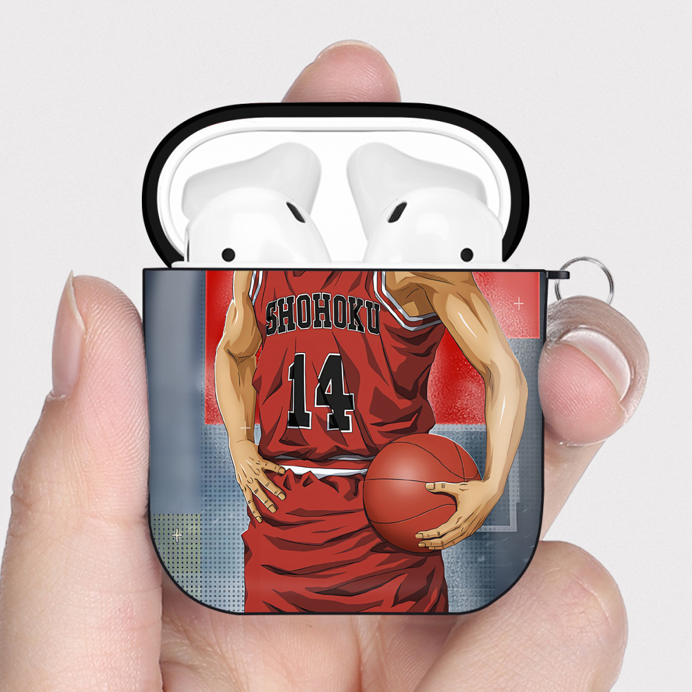 （画像用） SLAM DUNK／スラムダンク AirPods 第2世代保護ケース ハードシェル ブラック 耐衝撃・防指紋・カラビナ付き