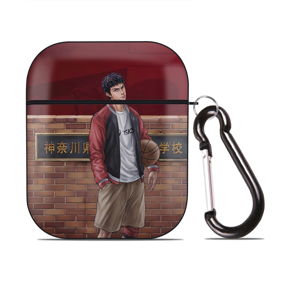 （画像用） SLAM DUNK／スラムダンク AirPods 第2世代保護ケース ハードシェル ブラック 耐衝撃・防指紋・カラビナ付き
