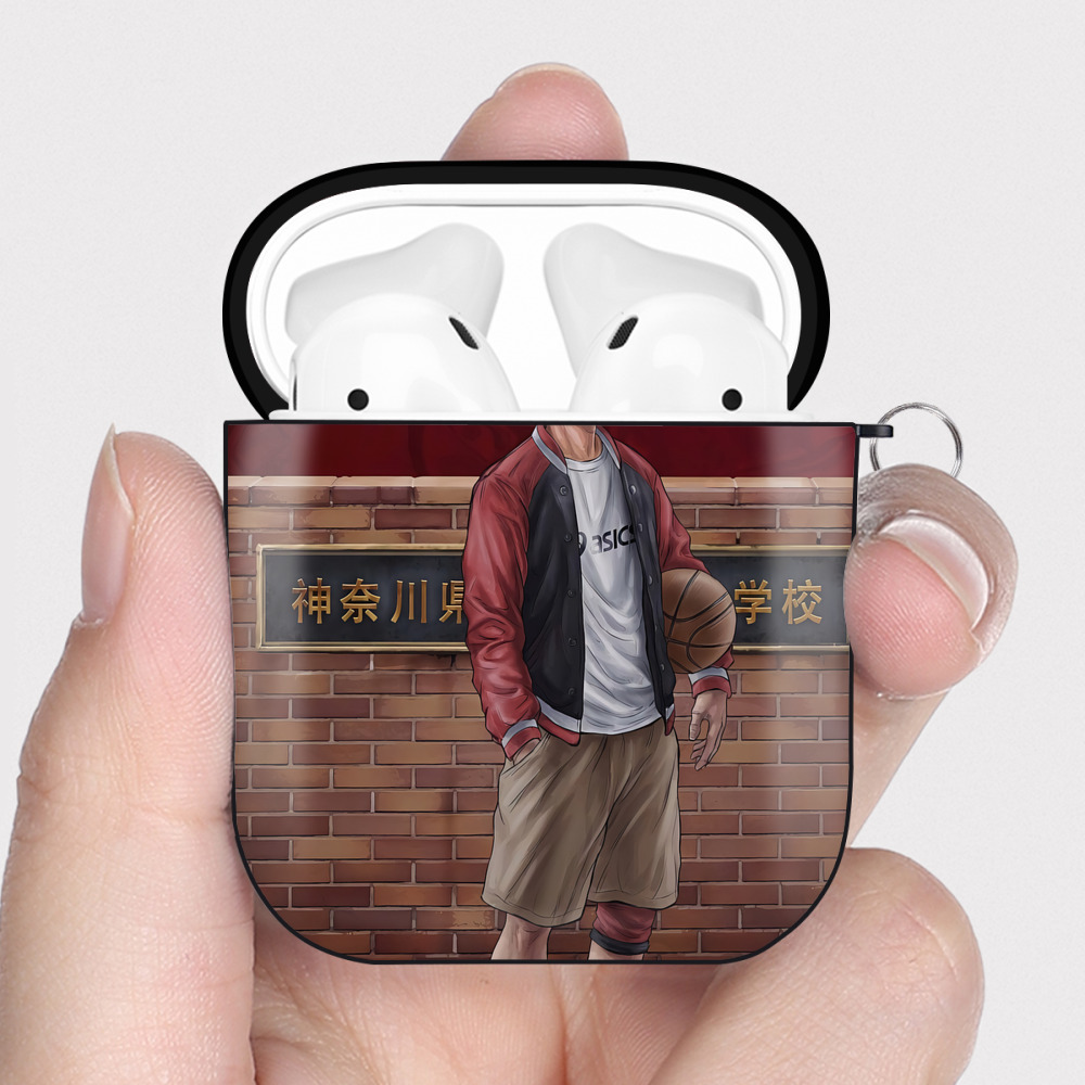 （画像用） SLAM DUNK／スラムダンク AirPods 第2世代保護ケース ハードシェル ブラック 耐衝撃・防指紋・カラビナ付き