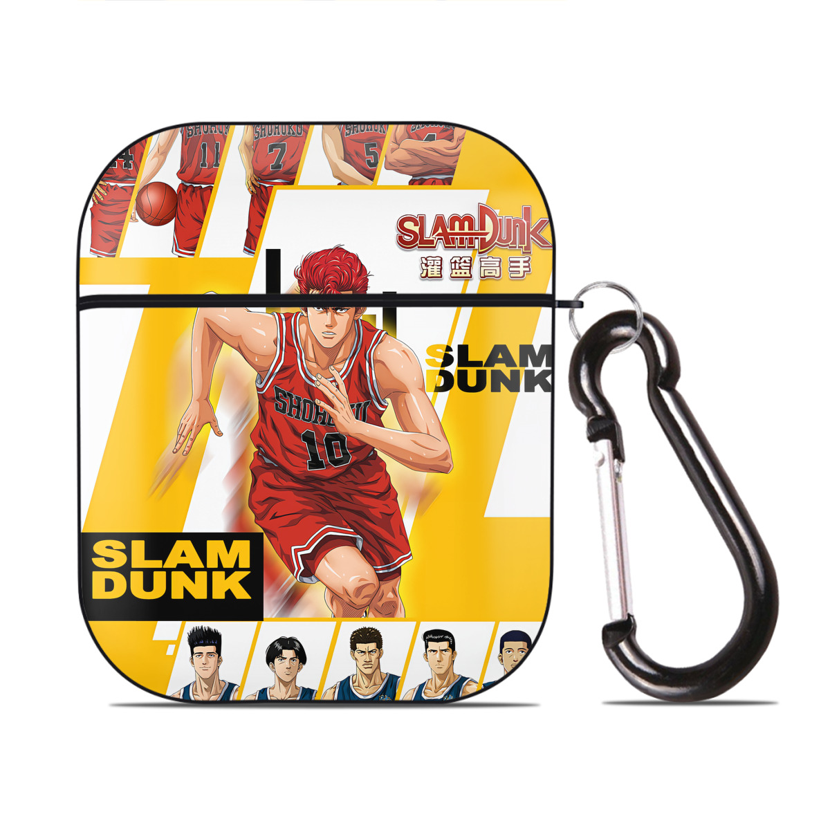 （画像用） SLAM DUNK／スラムダンク AirPods 第2世代保護ケース ハードシェル ブラック 耐衝撃・防指紋・カラビナ付き