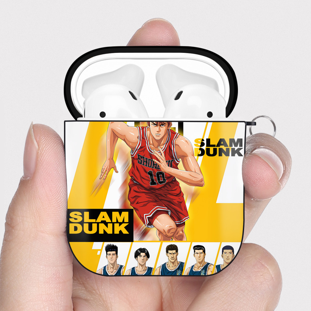 （画像用） SLAM DUNK／スラムダンク AirPods 第2世代保護ケース ハードシェル ブラック 耐衝撃・防指紋・カラビナ付き