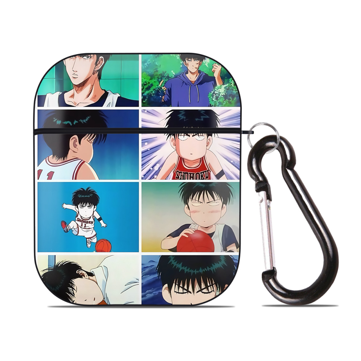 （画像用） SLAM DUNK／スラムダンク AirPods 第2世代保護ケース ハードシェル ブラック 耐衝撃・防指紋・カラビナ付き