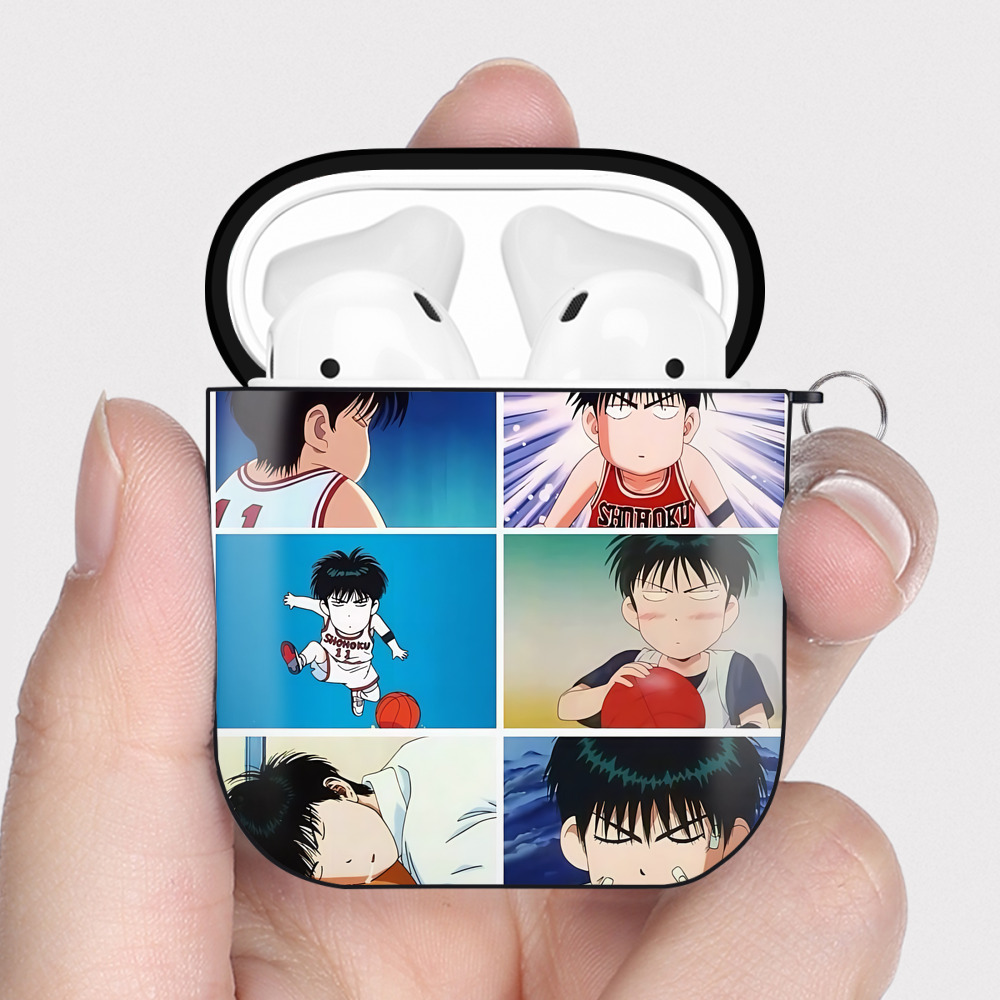 （画像用） SLAM DUNK／スラムダンク AirPods 第2世代保護ケース ハードシェル ブラック 耐衝撃・防指紋・カラビナ付き