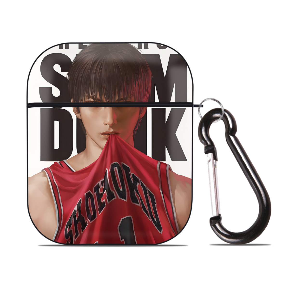 （画像用） SLAM DUNK／スラムダンク AirPods 第2世代保護ケース ハードシェル ブラック 耐衝撃・防指紋・カラビナ付き