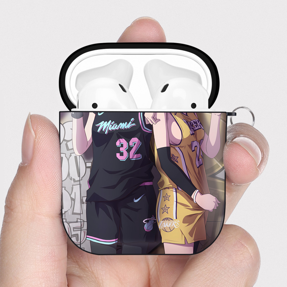 （画像用） SLAM DUNK／スラムダンク AirPods 第2世代保護ケース ハードシェル ブラック 耐衝撃・防指紋・カラビナ付き