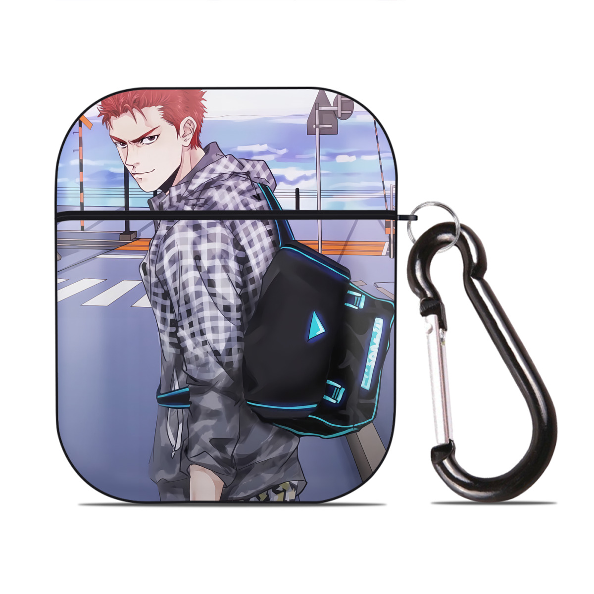 （画像用） SLAM DUNK／スラムダンク AirPods 第2世代保護ケース ハードシェル ブラック 耐衝撃・防指紋・カラビナ付き