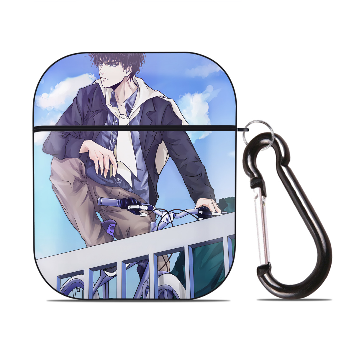 （画像用） SLAM DUNK／スラムダンク AirPods 第2世代保護ケース ハードシェル ブラック 耐衝撃・防指紋・カラビナ付き