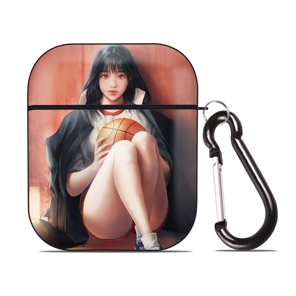 （画像用） SLAM DUNK／スラムダンク AirPods 第2世代保護ケース ハードシェル ブラック 耐衝撃・防指紋・カラビナ付き