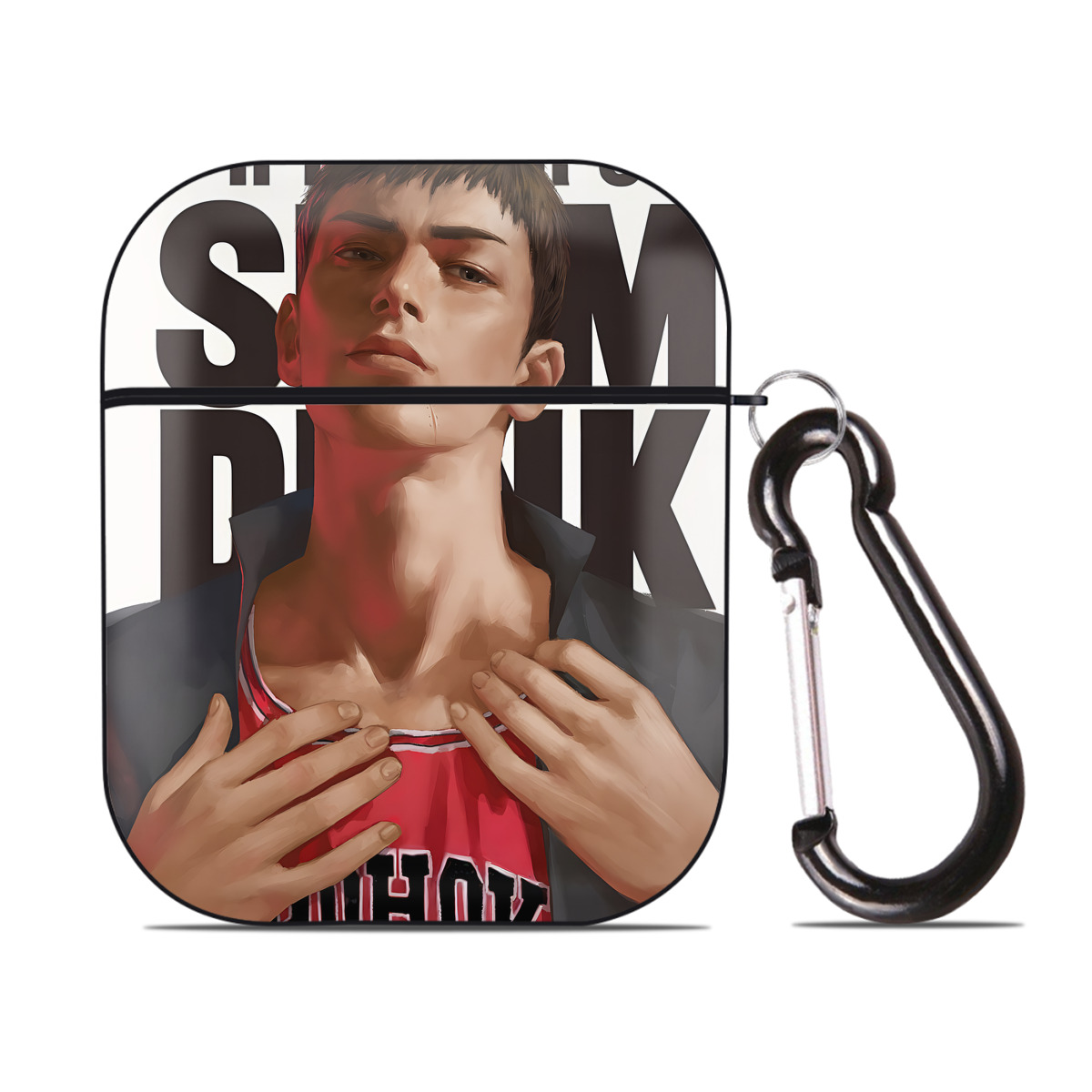 （画像用） SLAM DUNK／スラムダンク AirPods 第2世代保護ケース ハードシェル ブラック 耐衝撃・防指紋・カラビナ付き