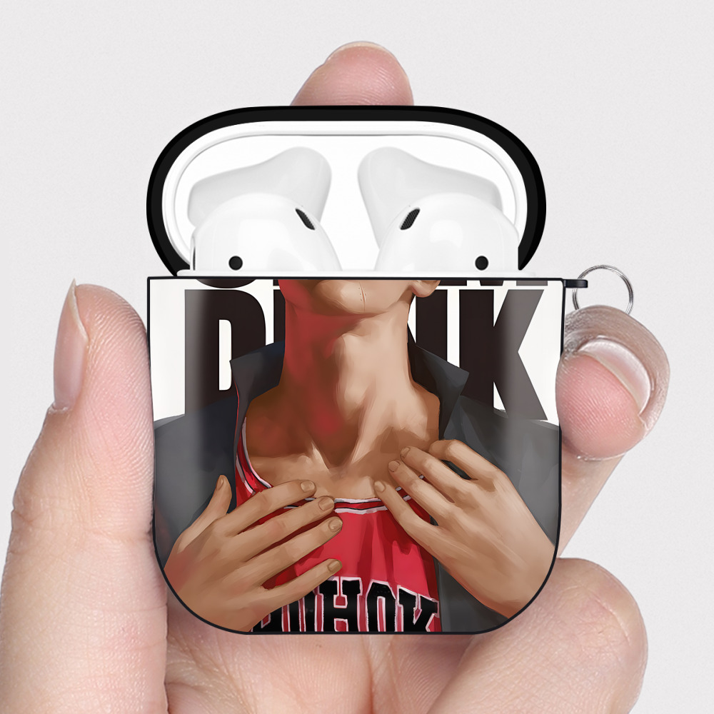 （画像用） SLAM DUNK／スラムダンク AirPods 第2世代保護ケース ハードシェル ブラック 耐衝撃・防指紋・カラビナ付き