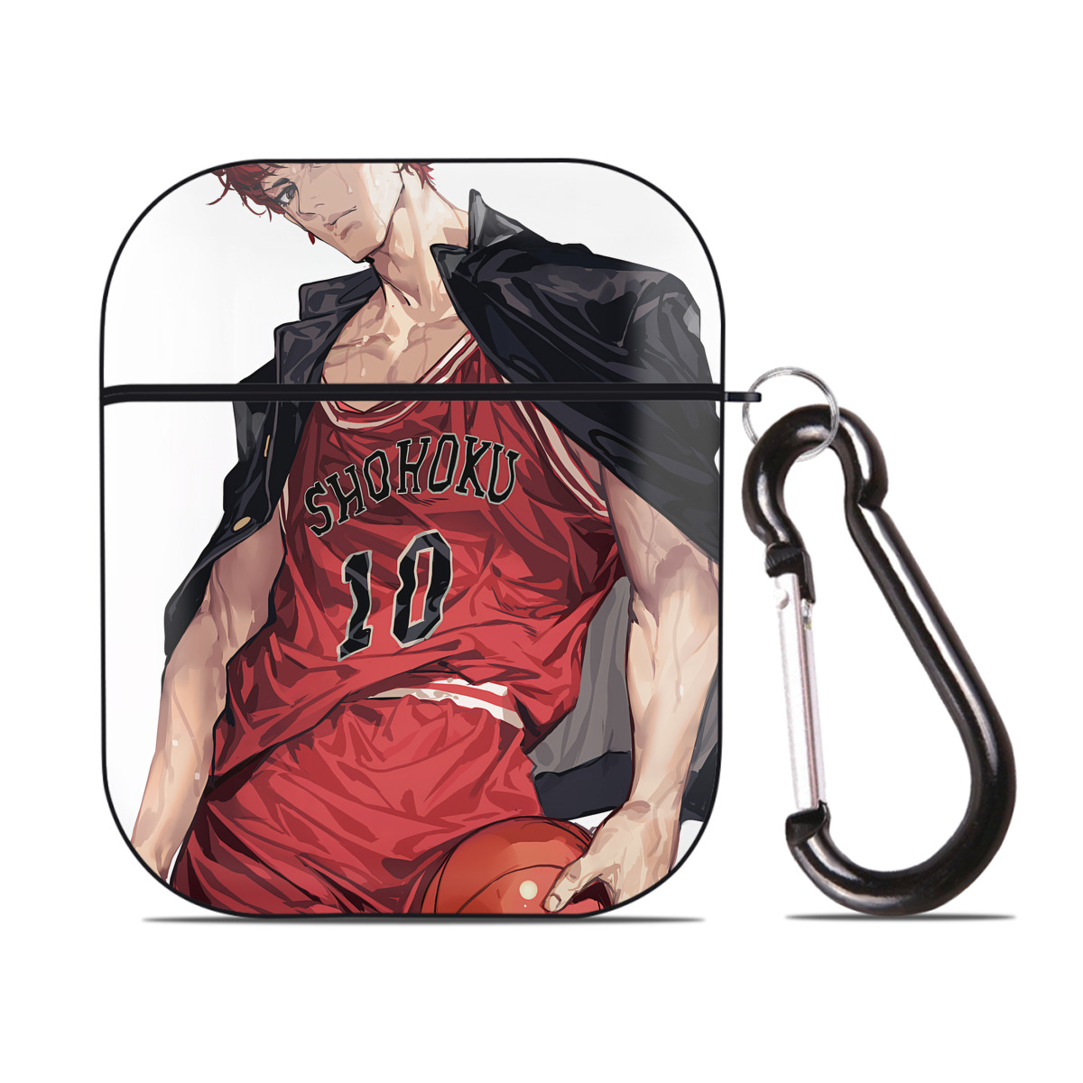 （画像用） SLAM DUNK／スラムダンク AirPods 第2世代保護ケース ハードシェル ブラック 耐衝撃・防指紋・カラビナ付き