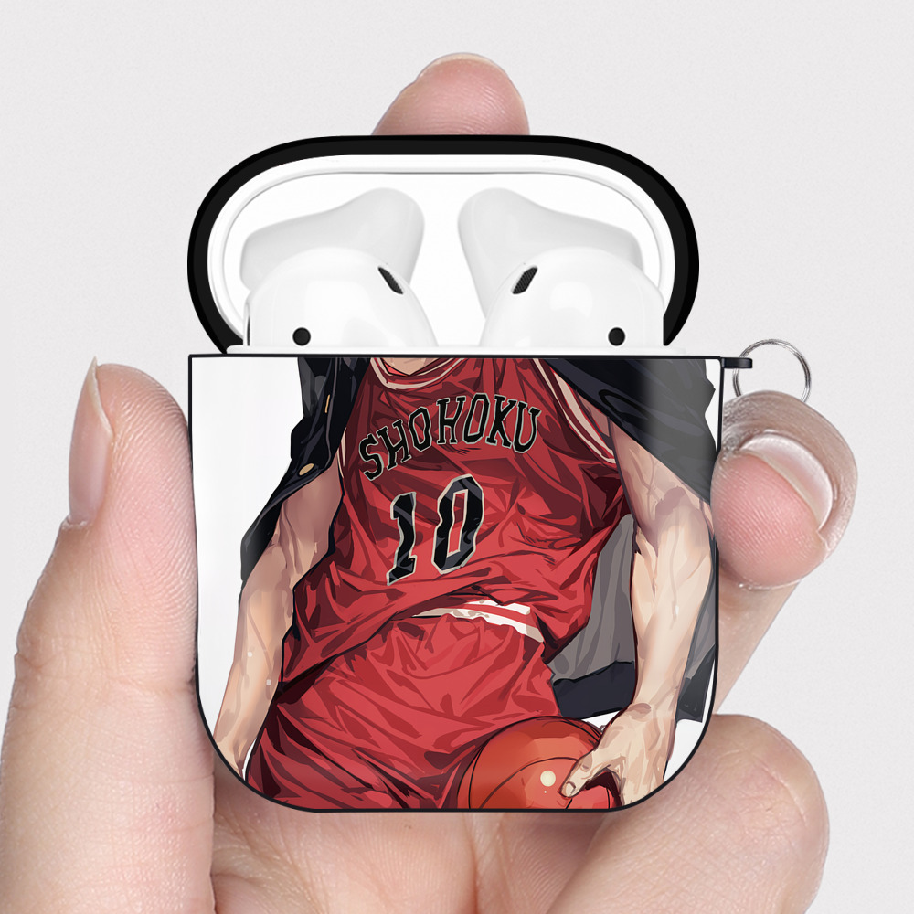 （画像用） SLAM DUNK／スラムダンク AirPods 第2世代保護ケース ハードシェル ブラック 耐衝撃・防指紋・カラビナ付き