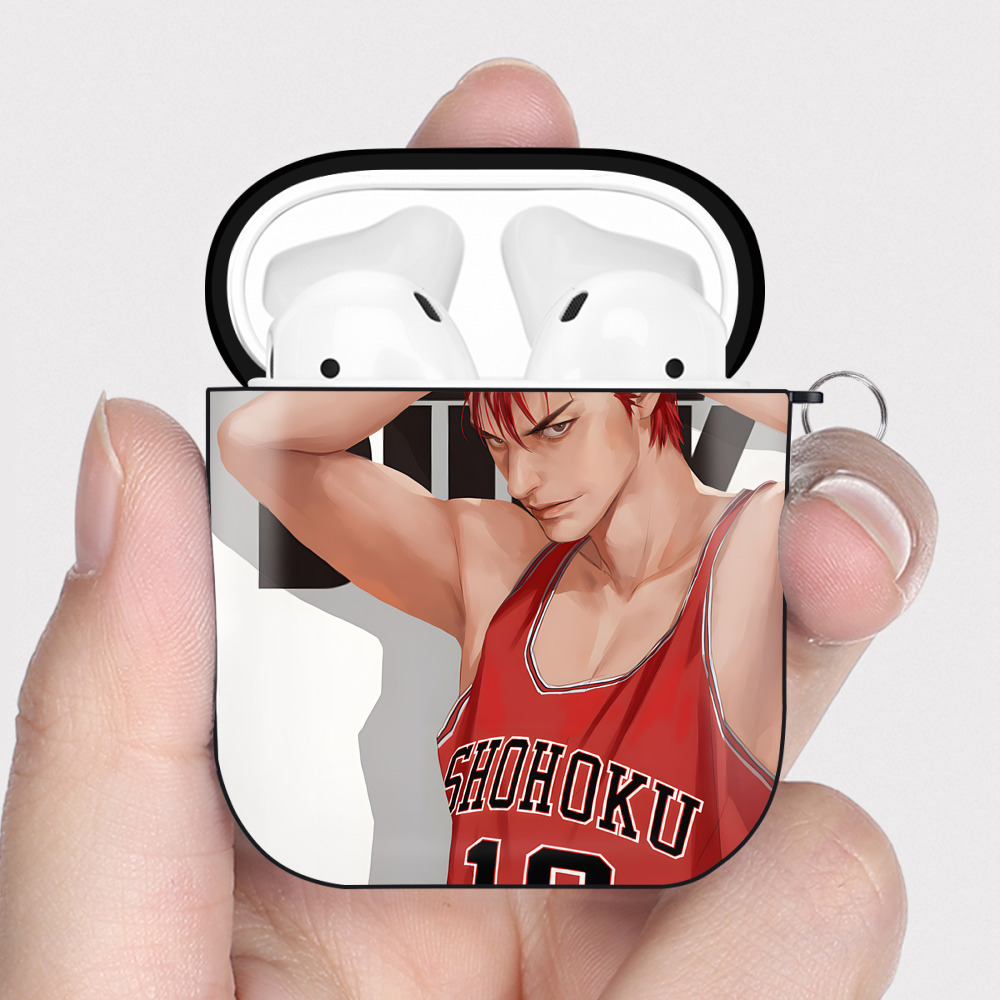 （画像用） SLAM DUNK／スラムダンク AirPods 第2世代保護ケース ハードシェル ブラック 耐衝撃・防指紋・カラビナ付き
