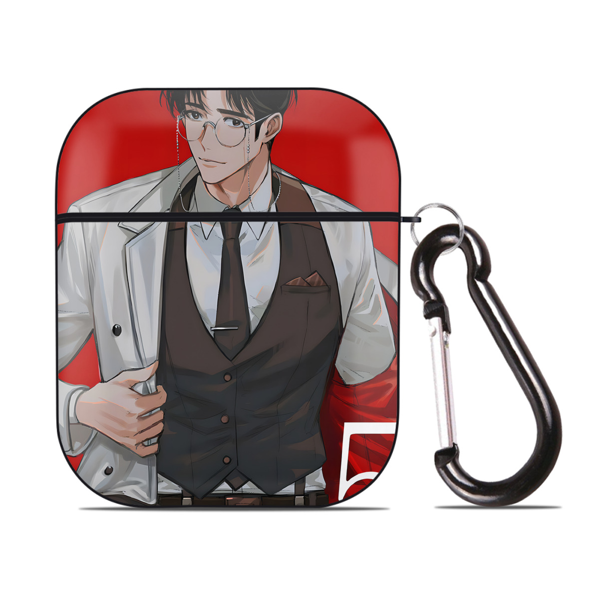 （画像用） SLAM DUNK／スラムダンク AirPods 第2世代保護ケース ハードシェル ブラック 耐衝撃・防指紋・カラビナ付き
