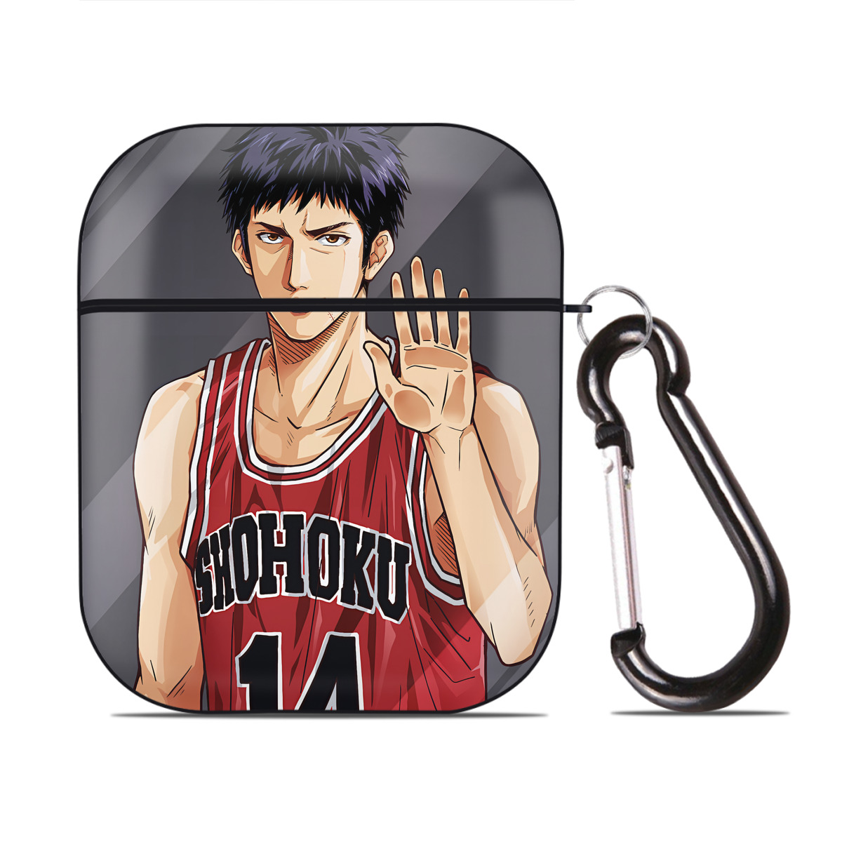 （画像用） SLAM DUNK／スラムダンク AirPods 第2世代保護ケース ハードシェル ブラック 耐衝撃・防指紋・カラビナ付き