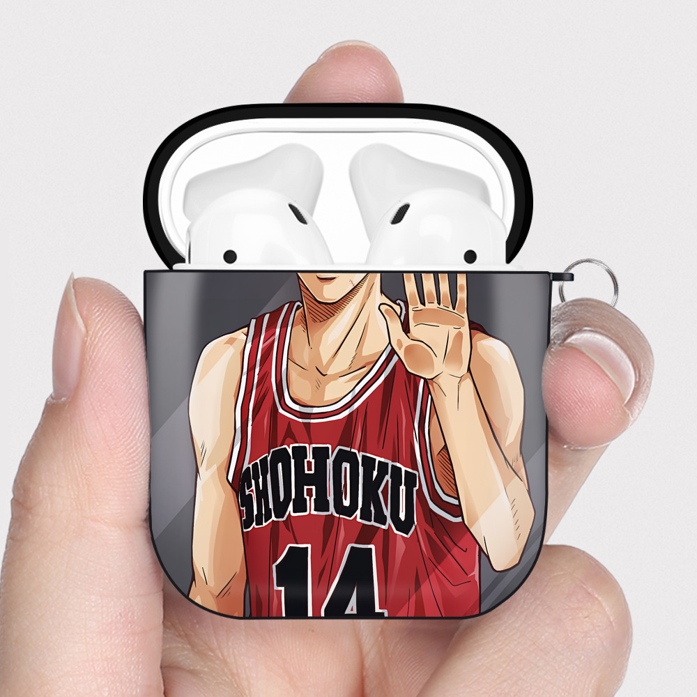 （画像用） SLAM DUNK／スラムダンク AirPods 第2世代保護ケース ハードシェル ブラック 耐衝撃・防指紋・カラビナ付き
