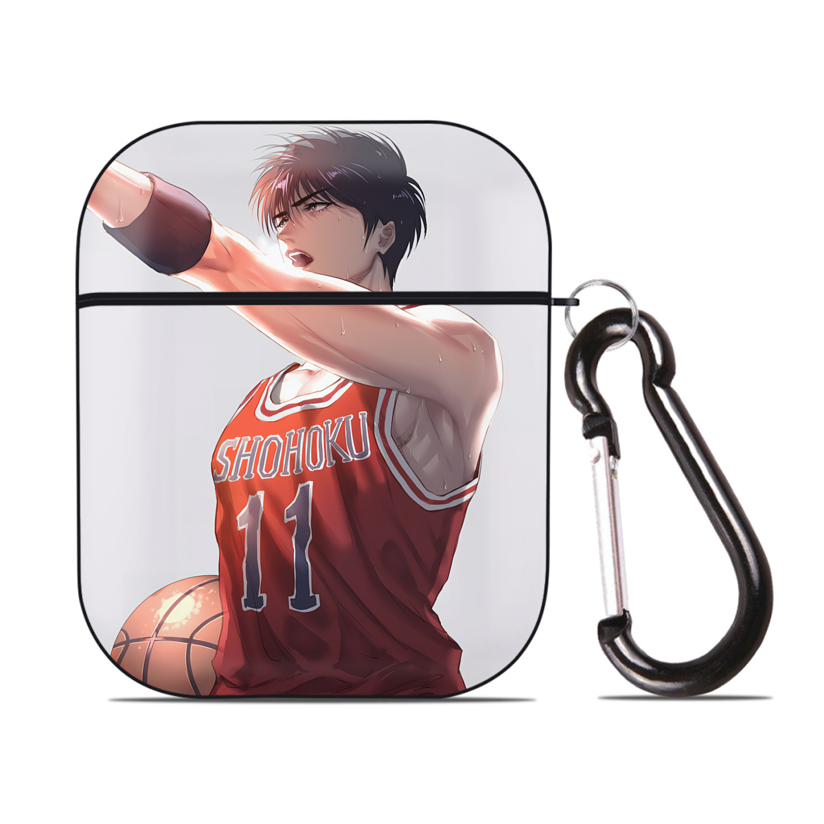 （画像用） SLAM DUNK／スラムダンク AirPods 第2世代保護ケース ハードシェル ブラック 耐衝撃・防指紋・カラビナ付き