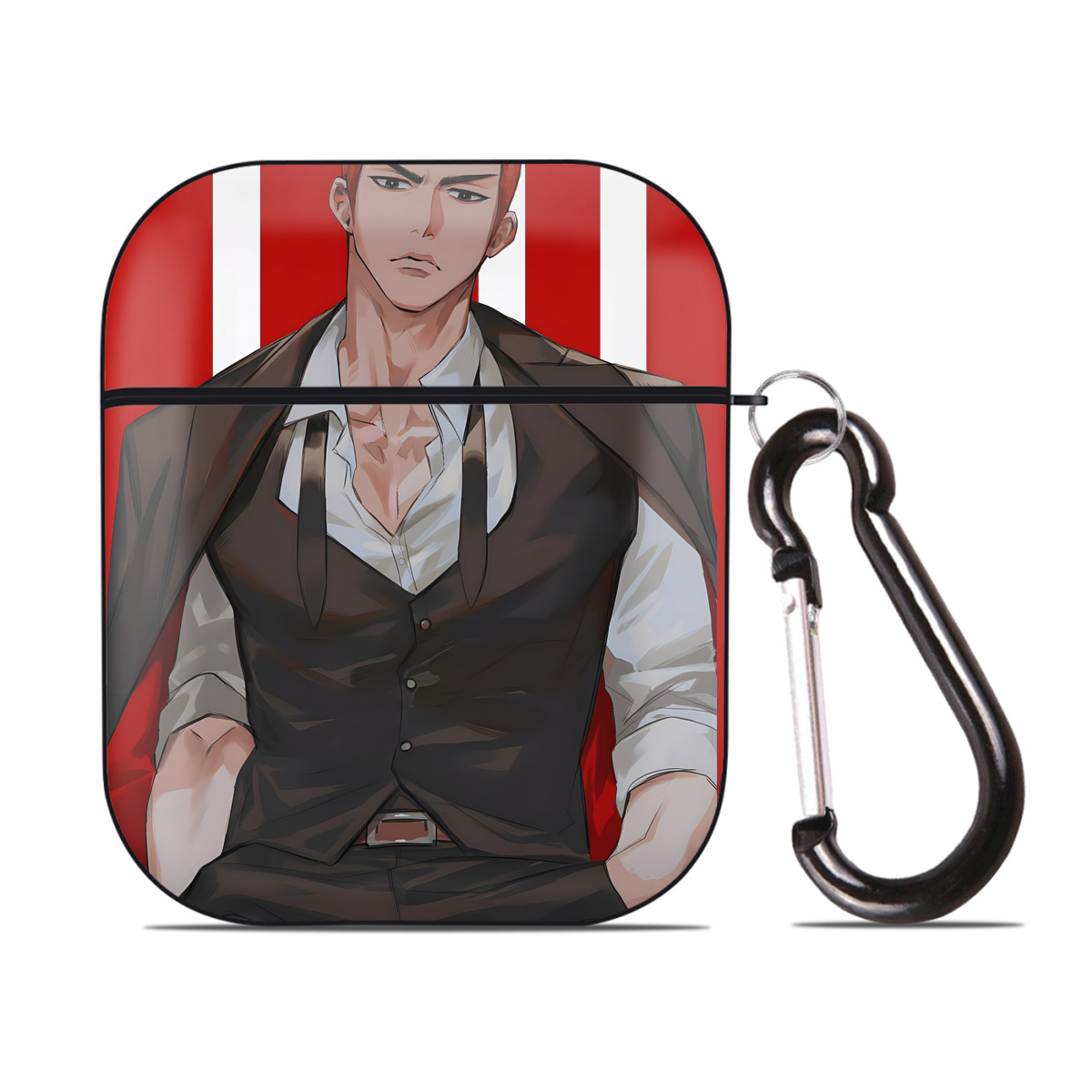 （画像用） SLAM DUNK／スラムダンク AirPods 第2世代保護ケース ハードシェル ブラック 耐衝撃・防指紋・カラビナ付き
